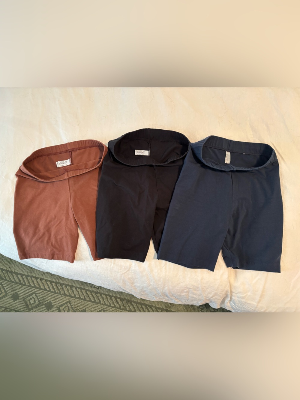 Los Angeles Apparel Bike Shorts Trio in Brown, Black & Navy